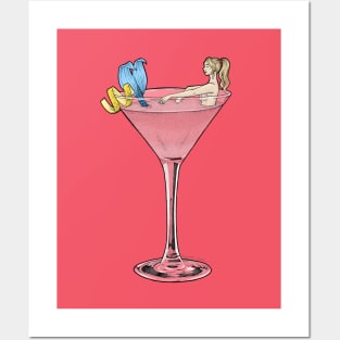 Cosmo Mermaid Cocktail Illustration Posters and Art